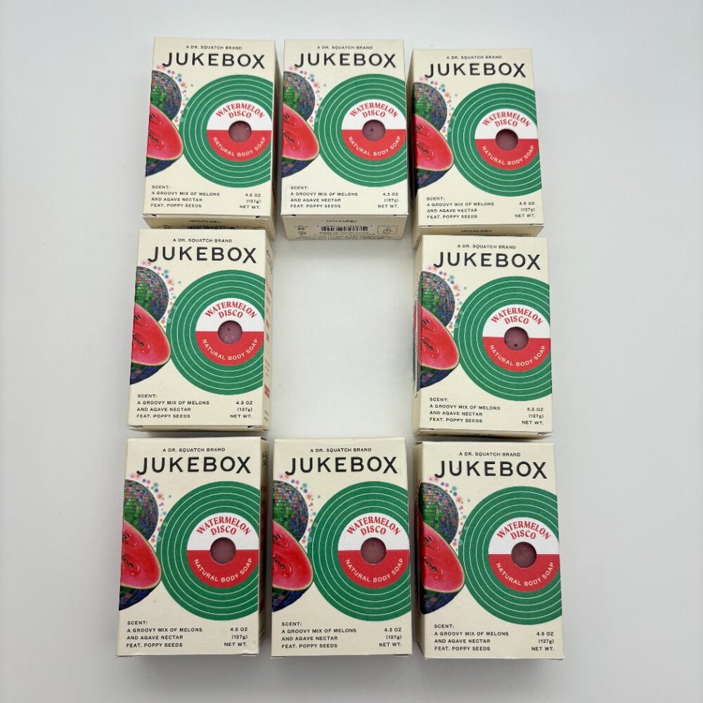 Jukebox Women's 4.5oz WATERMELON DISCO Natural Body Soap Bar (x8) NEW